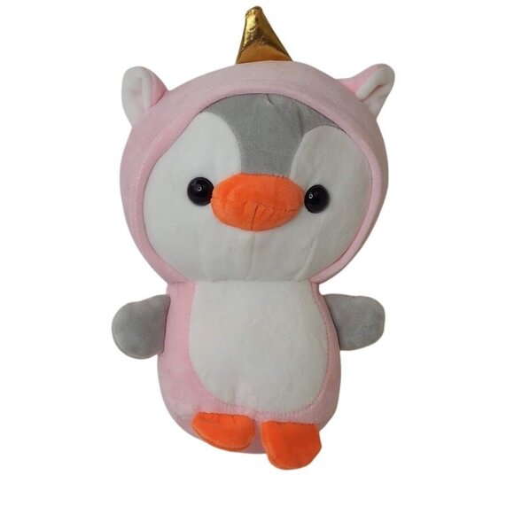 Unbranded Other - Penguin Doll in Pink Unicorn Hoodie Stuffed Plush Animal 10" Suction Hanger